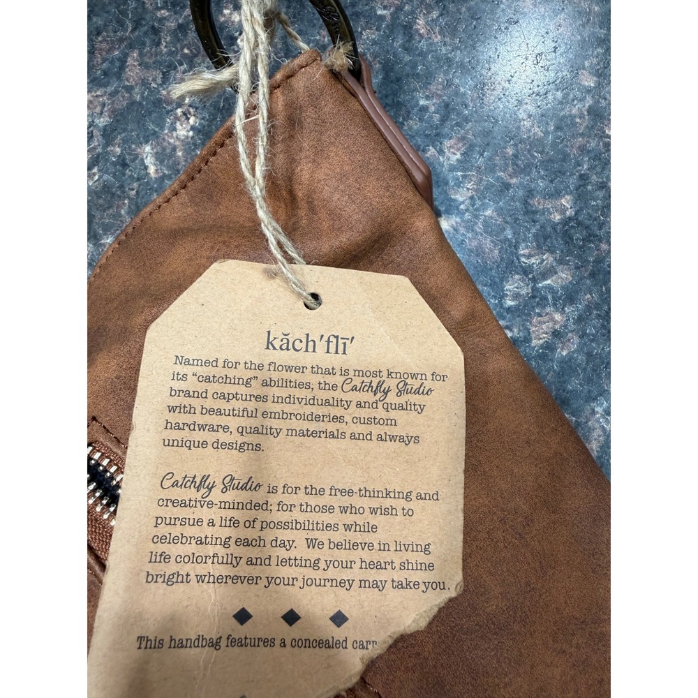 NWT catchfly Southwestern Embroidered Leather Crossbody Bag Brown Desert Boho - Picture 12 of 14